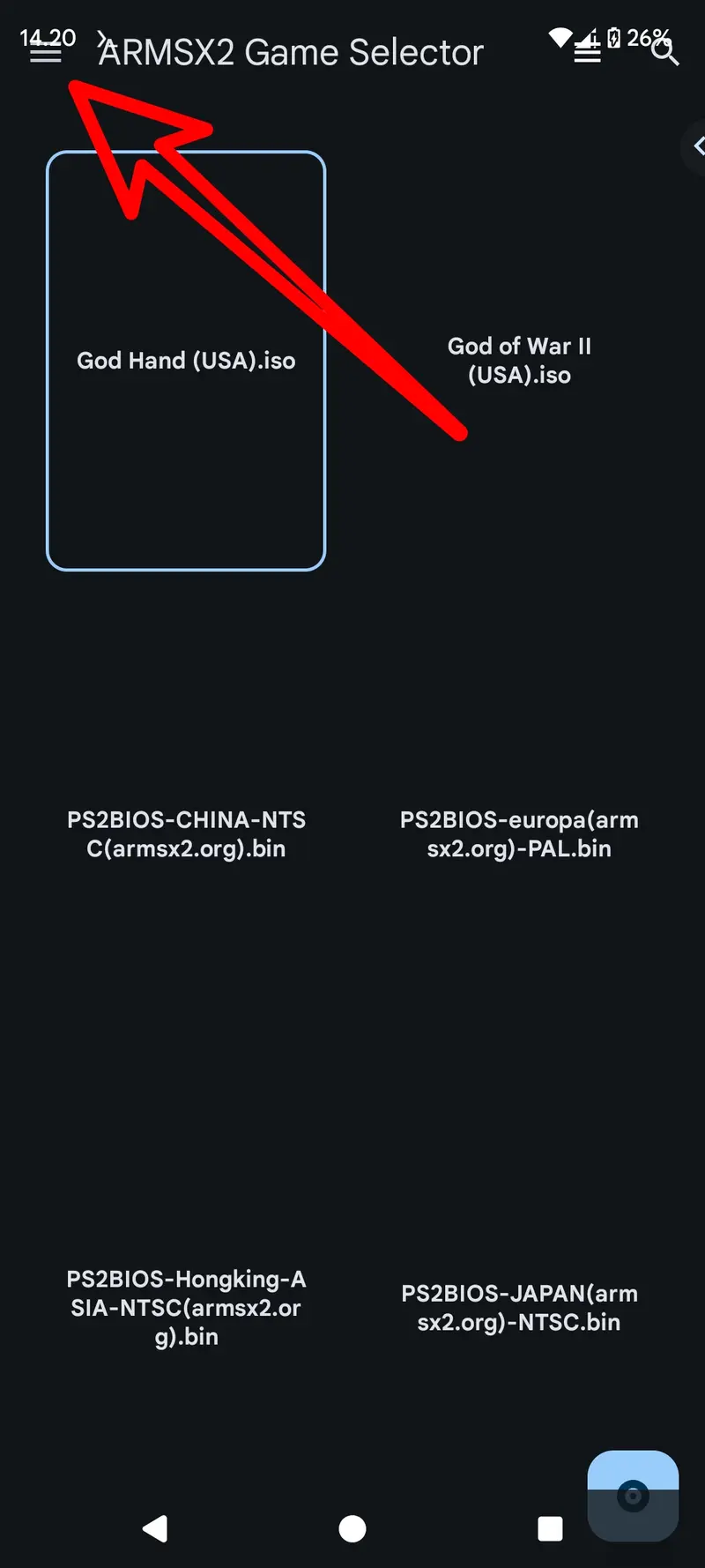 Step 1: Opening the sidebar menu in the ArmSX3 app