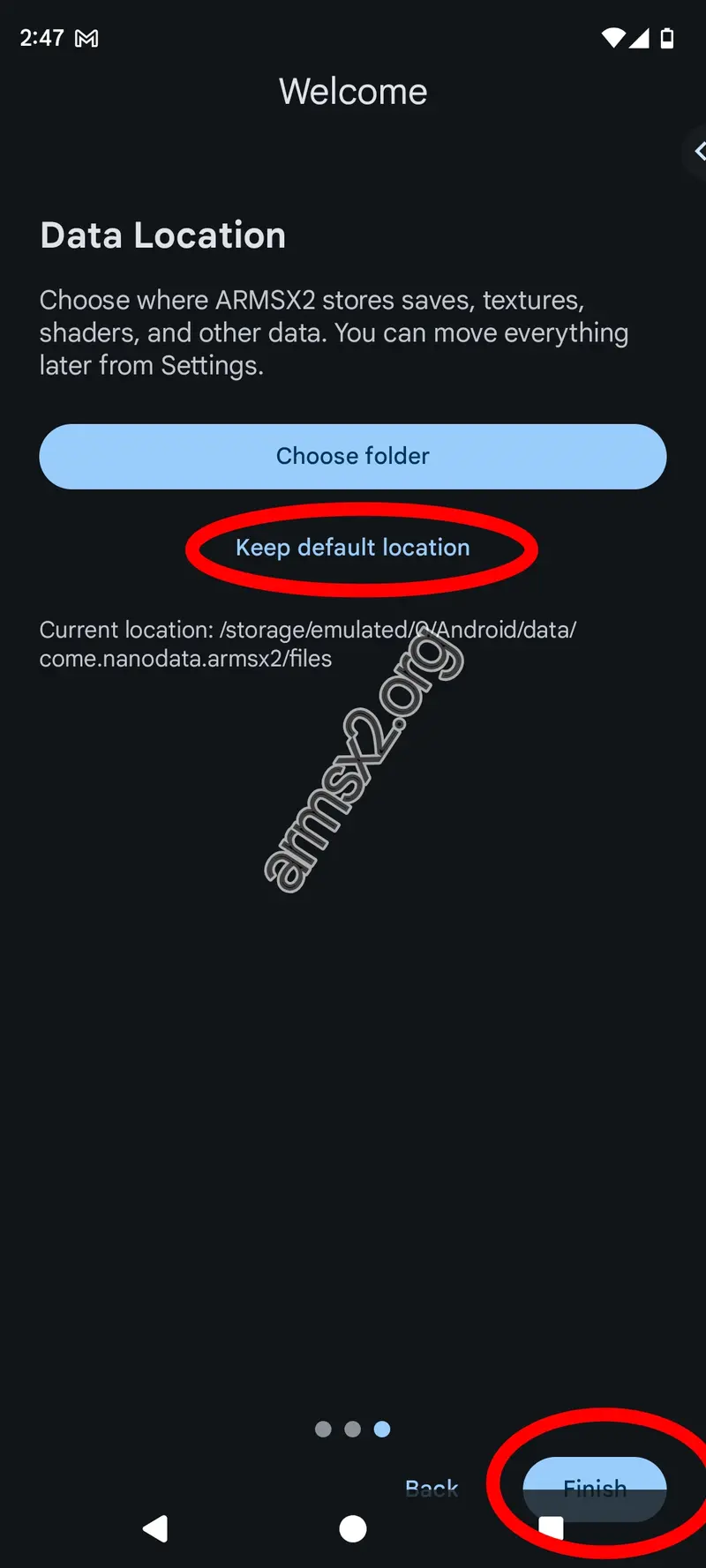 Step 8 ArmSX3 Installation - Selecting the ARMS 2 data location