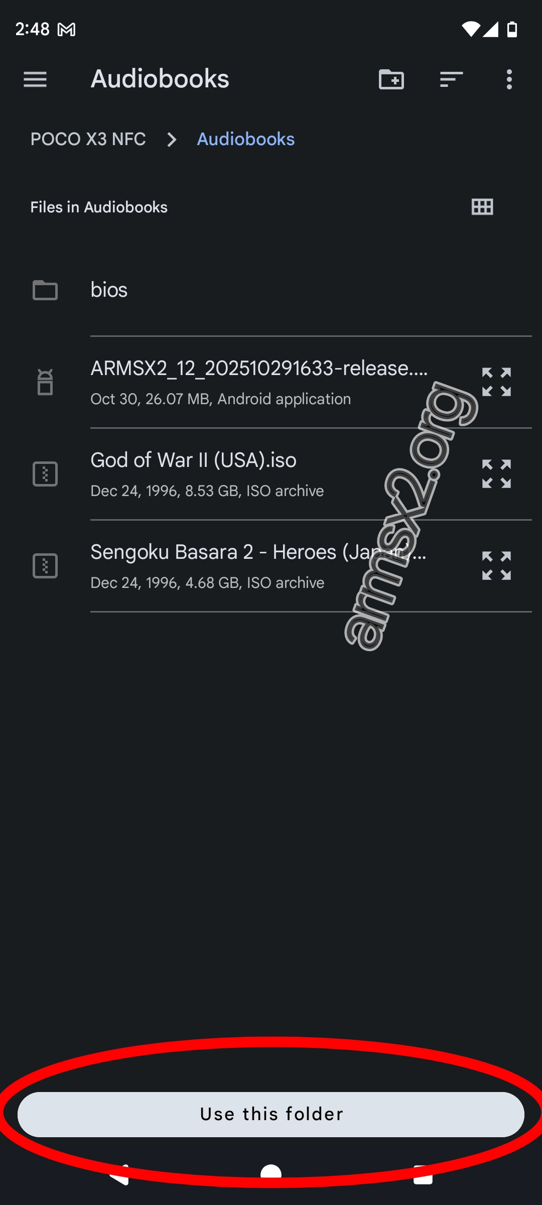 Step 10 ArmSX3 Installation - Confirm Game ISO Selection