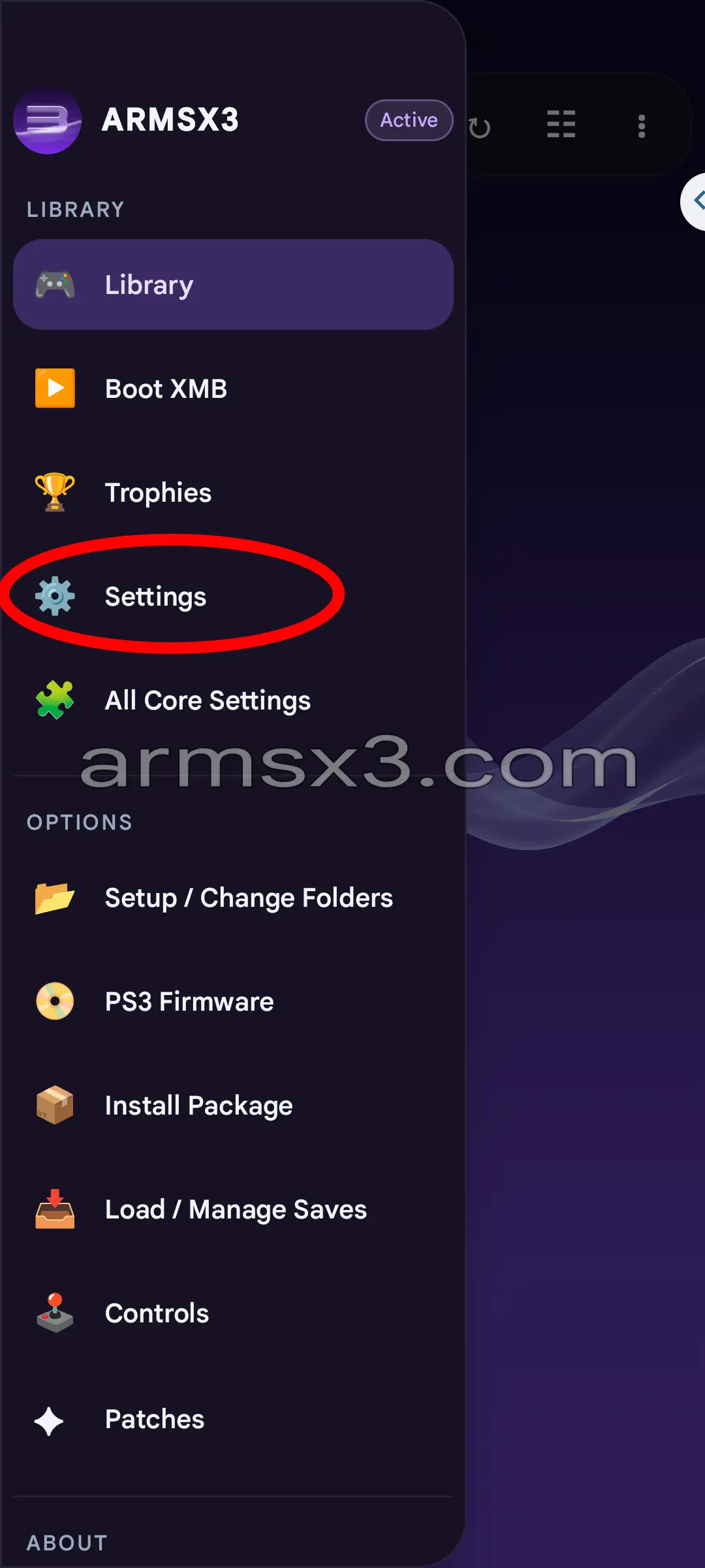 Step 2 GPU driver - Select Settings from the navigation drawer